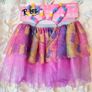 Claire's Peeps, Easter, Spring, 3+ Skirt, Pink, Pompom headband NWT